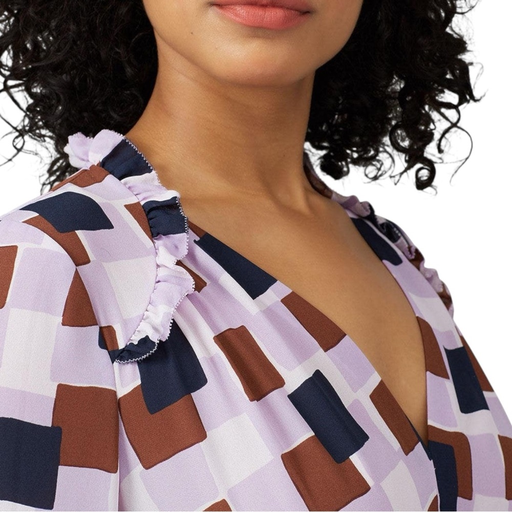 Kate Spade New York Geo Squares Swing Ruffled Dress Size 12 - Picture 10 of 16